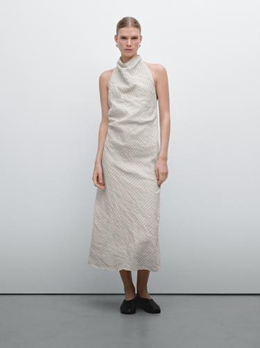 Zara Halter midi dress with low-cut back - White - Image 0