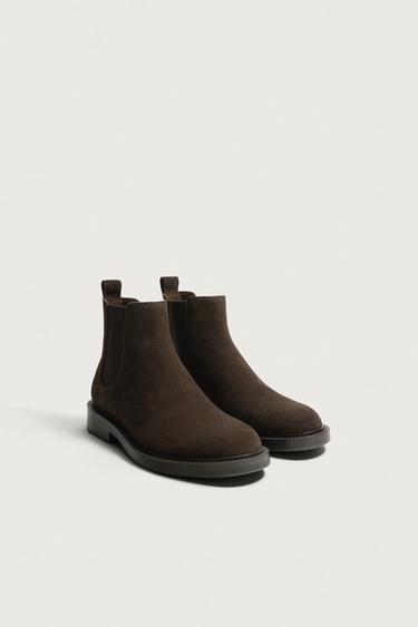 BOTA CHELSEA DE COURO - Marrom da Zara
