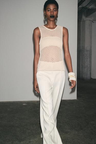 SLEEVELESS KNITTED TOP - Ecru by Zara - Image 4