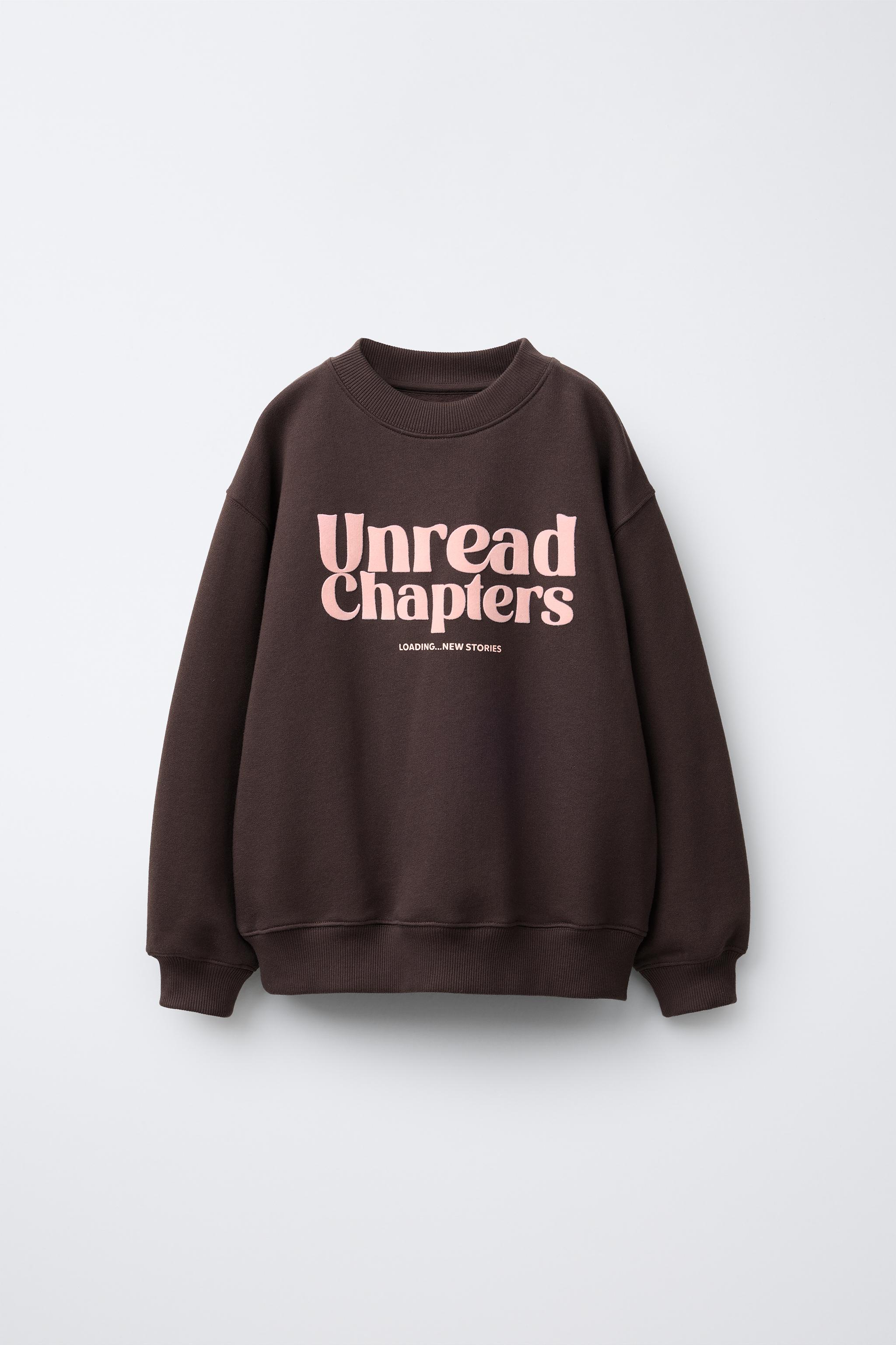 フロックプリントテキストスウェットシャツ - ブラウン | ZARA フロックプリントテキストスウェットシャツ - ブラウン | ZARA