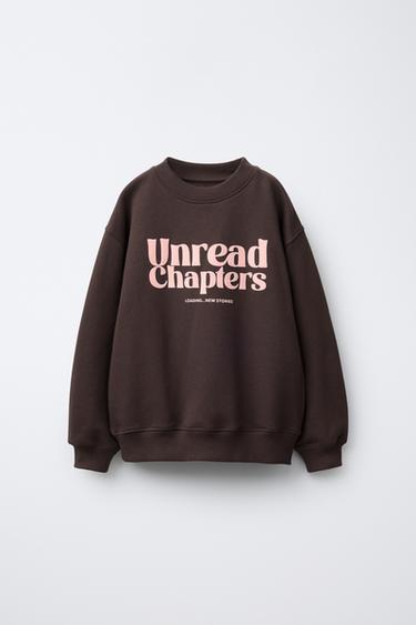 SUDADERA TEXTO FLOCK - Marrón de Zara - Imagen 0