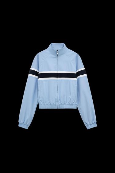 JACKET WITH CONTRAST STRIPES - Blue / Grey by Zara - Image 0