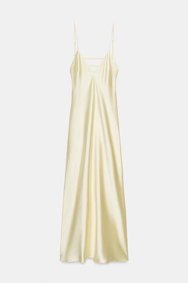 SATIN STRAPPY MIDI DRESS - Light yellow by Zara - Image 0