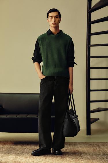 VISCOSE BLEND KNIT VEST - Green by Zara