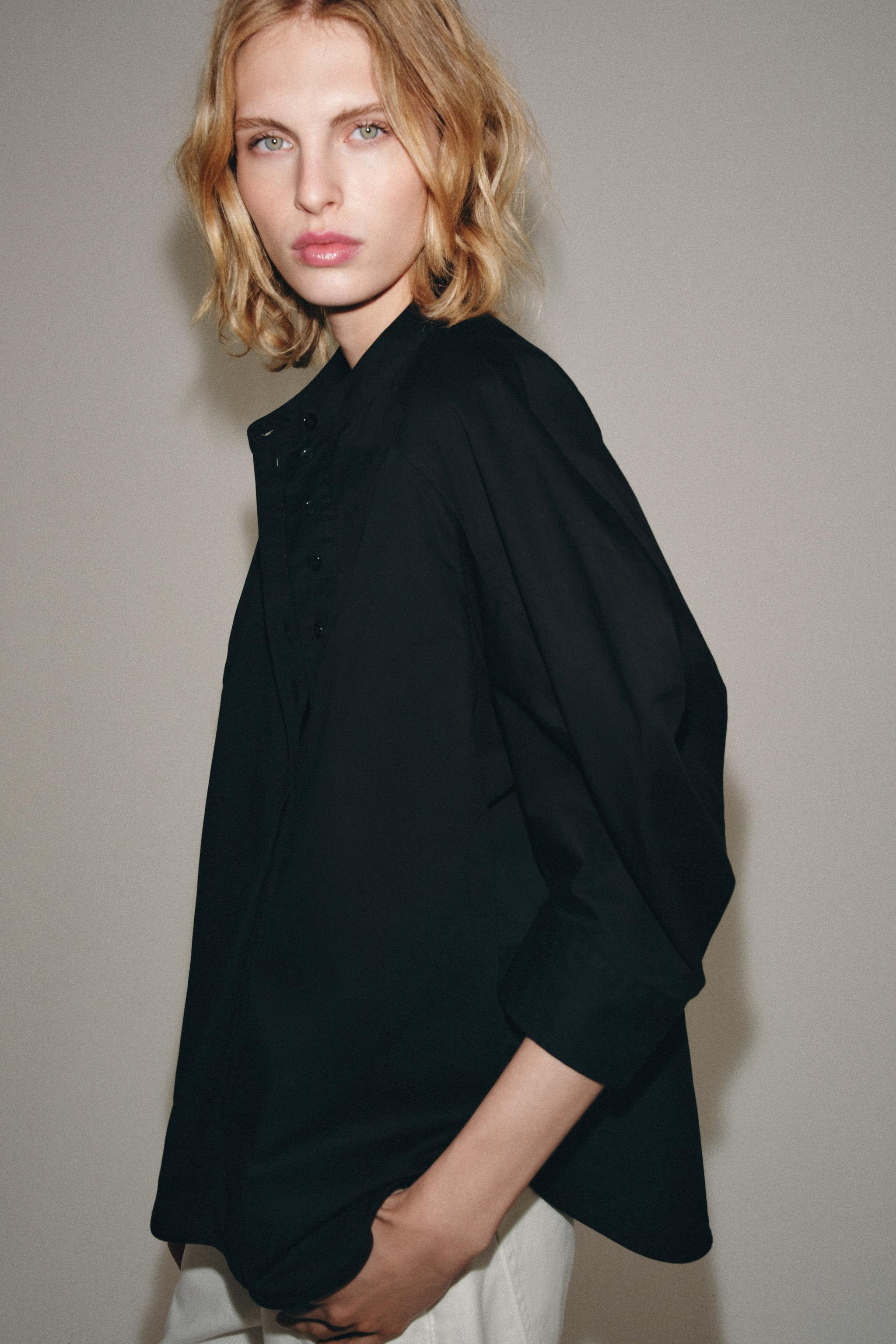 ZW COLLECTION パフスリーブシャツ - ブラック | ZARA Japan / 日本