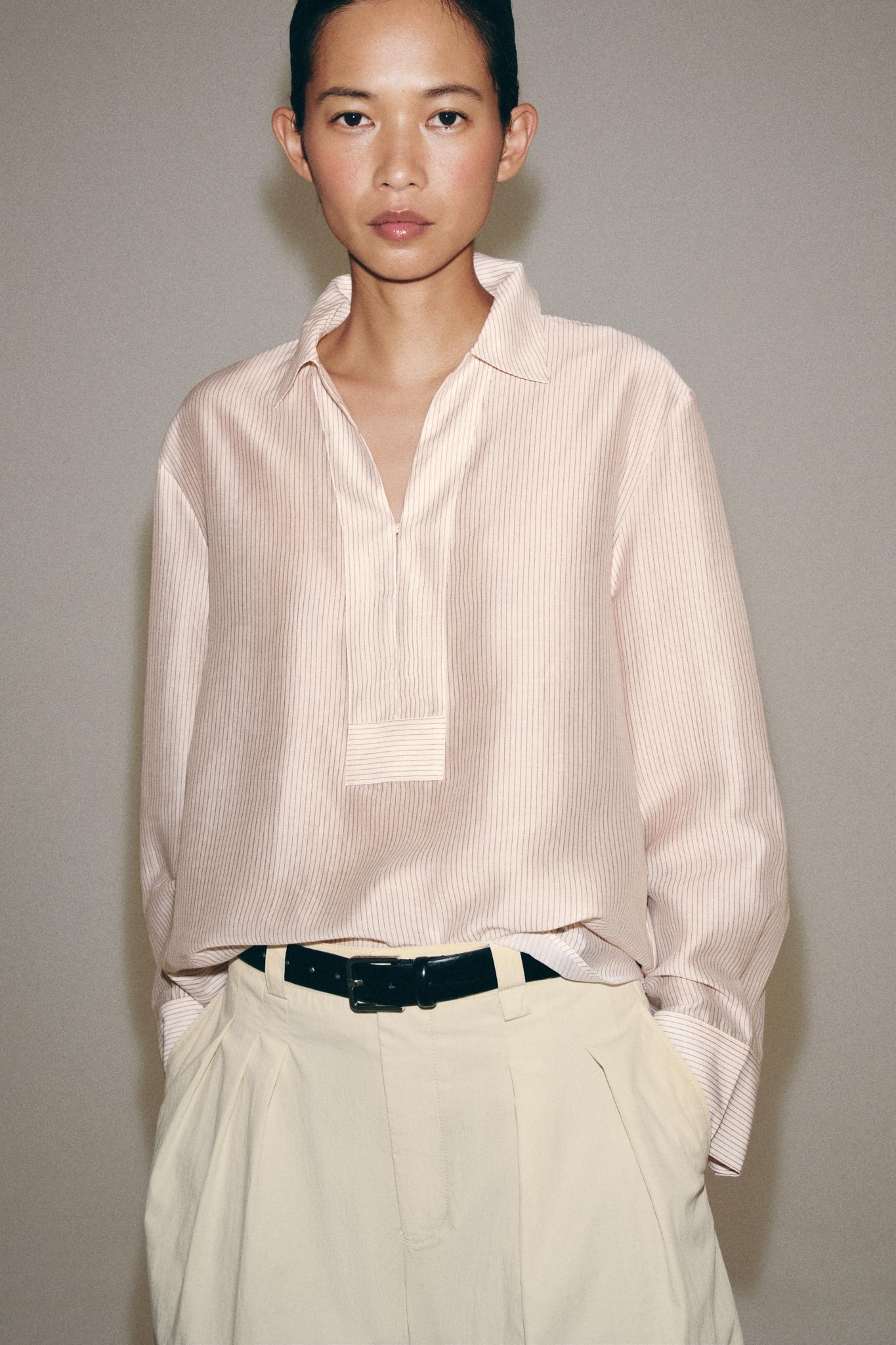 Zara ZW COLLECTION ÇİZGİLİ GÖMLEK görsel 3