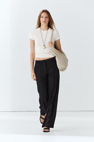 Zara Flowing straight-leg pants - Black - Image 0