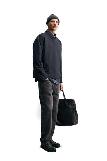 CREW NECK SWEATSHIRT WITH IRREGULAR FINISH - Dark navy by Zara