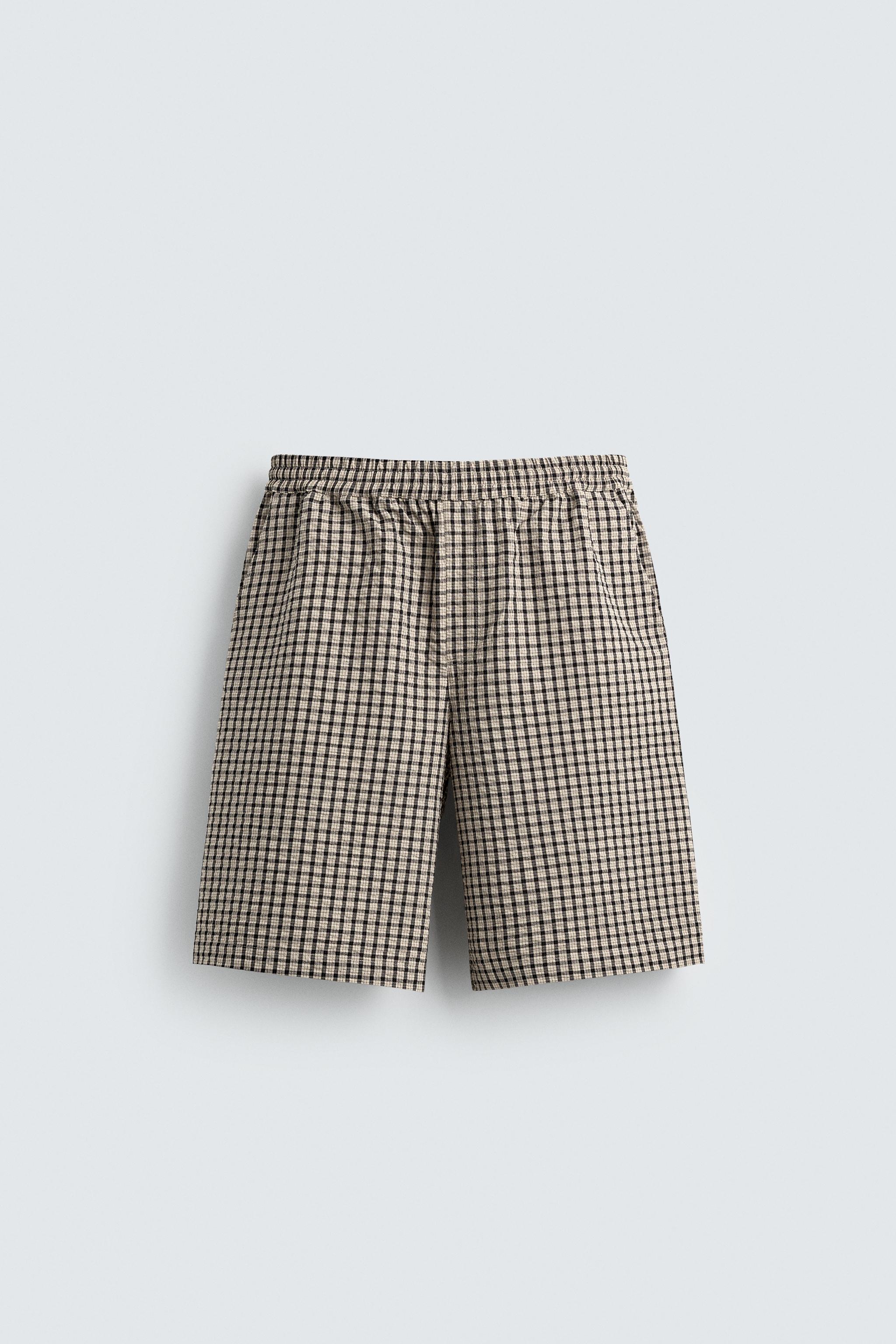 TEXTURED PLAID SHORTS