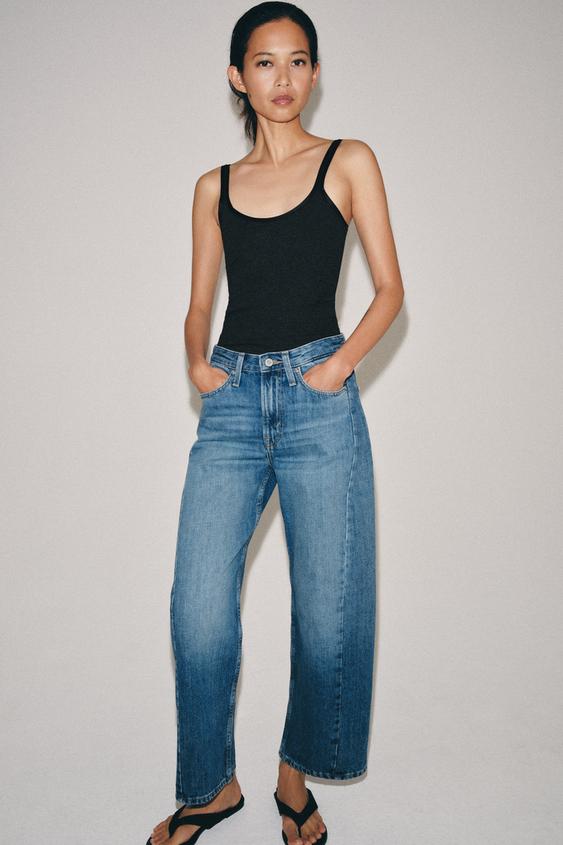 Zara ZW COLLECTION MID-RISE ANKLE RELAXED JEANS - Mid-blue - Image 0