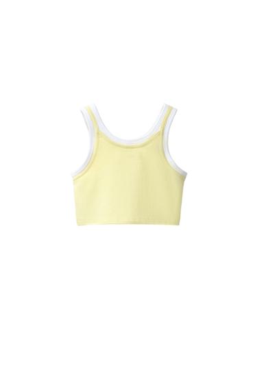 CONTRAST DOUBLE-LAYER TOP - Yellow by Zara