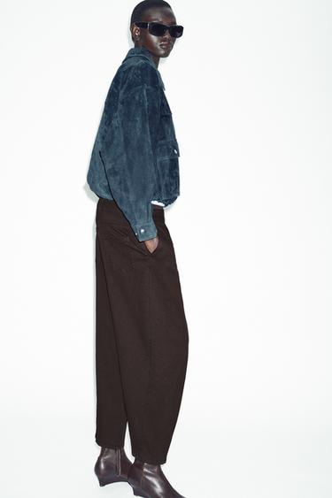 PANTALÓN BALLOON PINZAS - Marrón de Zara