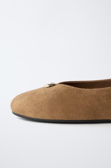 BALLERINAS WITH METAL DETAIL - Brown by Zara - Image 5
