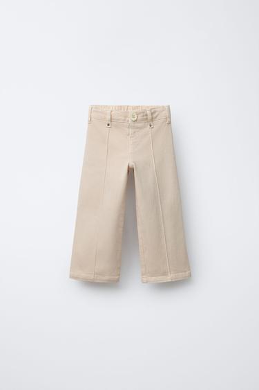 MARINE TWILL TROUSERS WITH DART DETAIL - Ecru by Zara