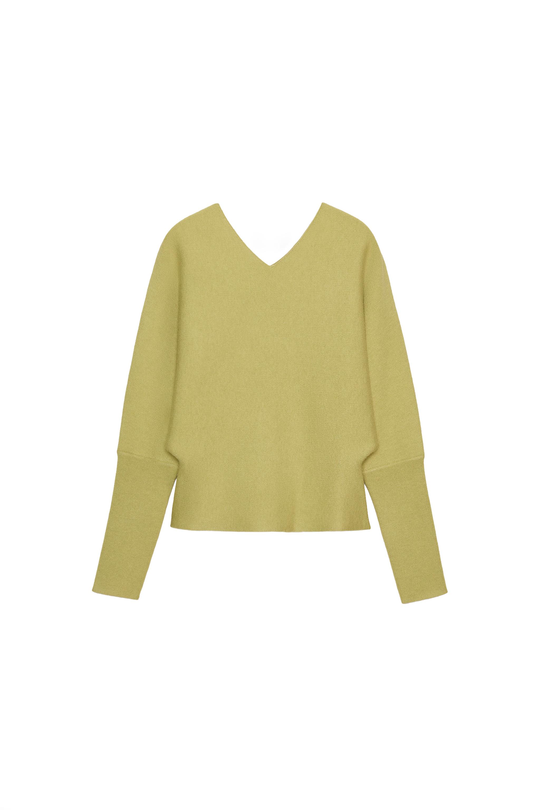 Vネックニットセーター - ライトグリーン | ZARA Japan / 日本
