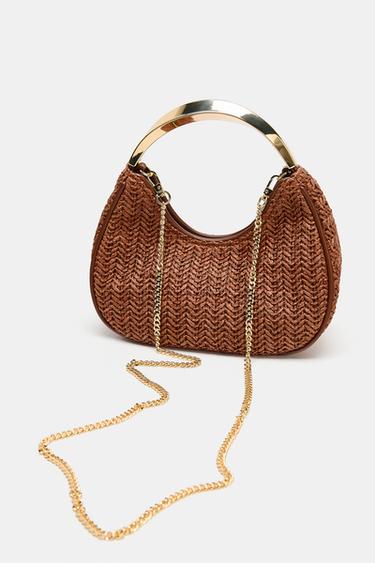 СУМКА С МЕТАЛЛИЧЕСКОЙ РУЧКОЙ — КОРИЧНЕВЫЙ от Zara