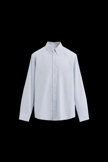 Zara TEXTURED STRIPED SHIRT - Blue / White - Image 0