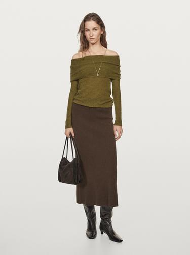 Jupe midi double face - Chocolat de Zara - Image 0