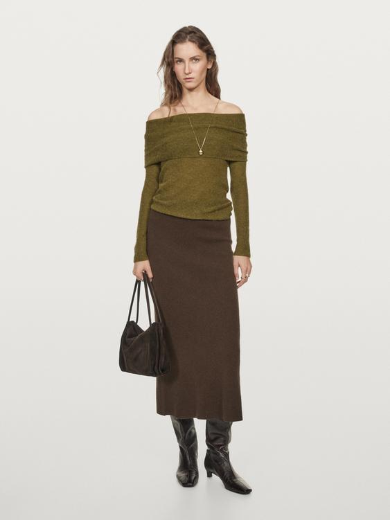 Double-faced midi skirt