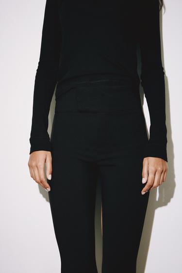 LEGGINGS TAILLE EN RIB ZIPS - Noir de Zara