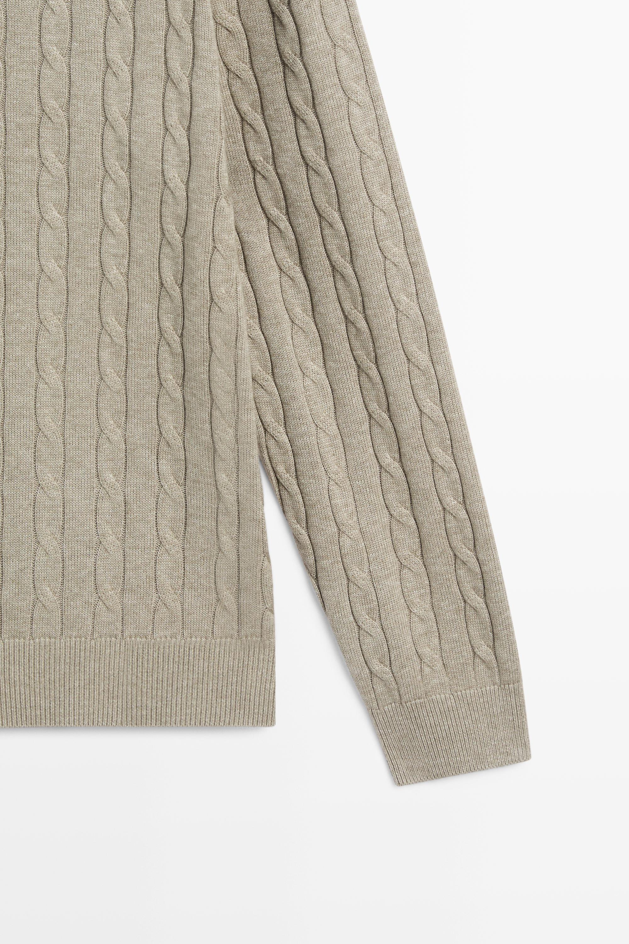 100% Cotton Cable-Knit Polo Sweater