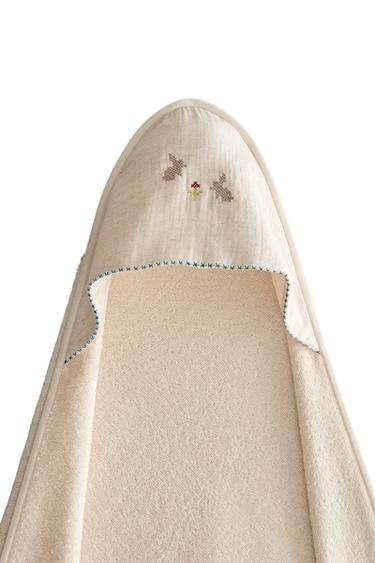 BADCAPE BABY MET BORDUURSEL - Lichtbeige van Zara