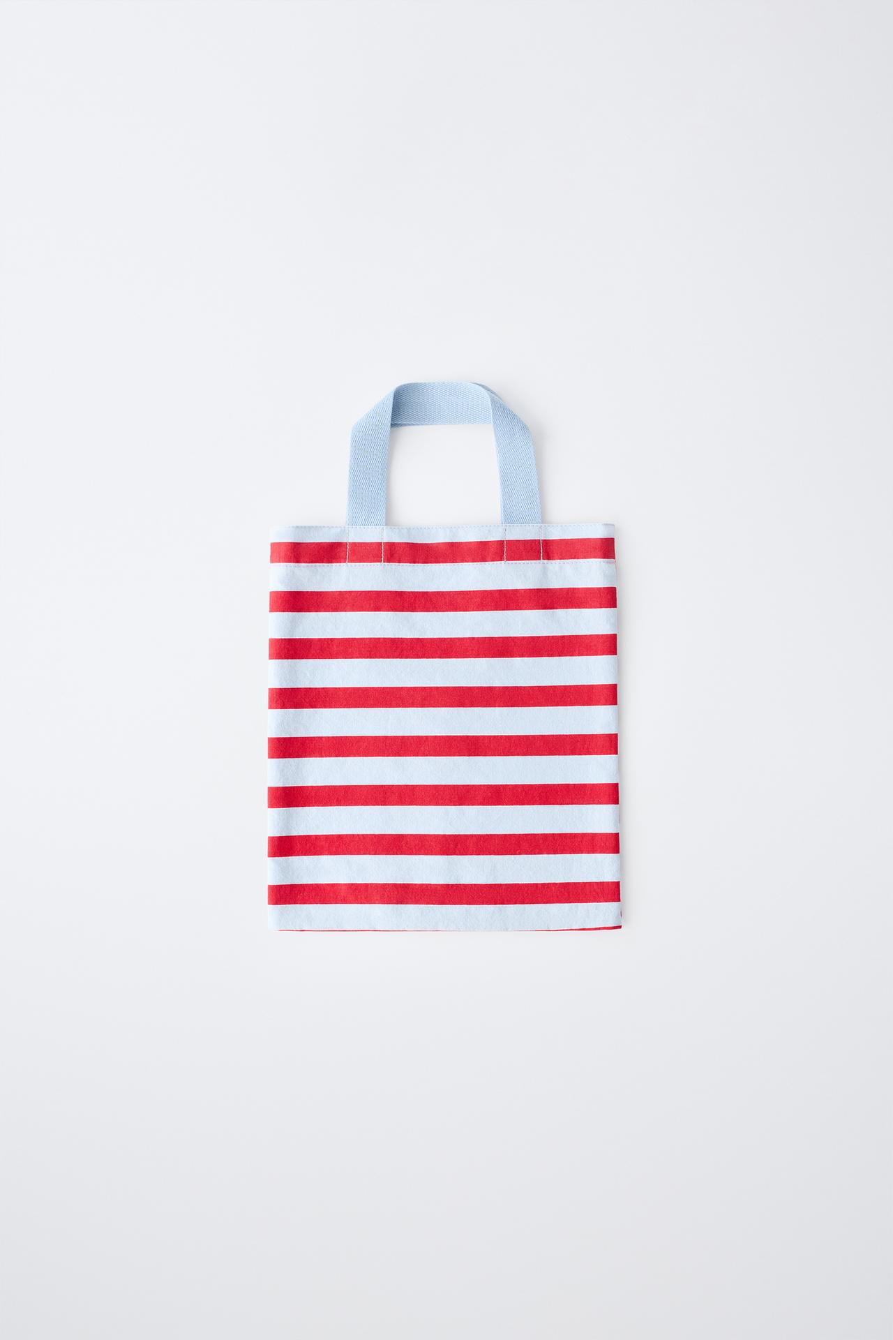 STRIPED PRINT BAG — Blue