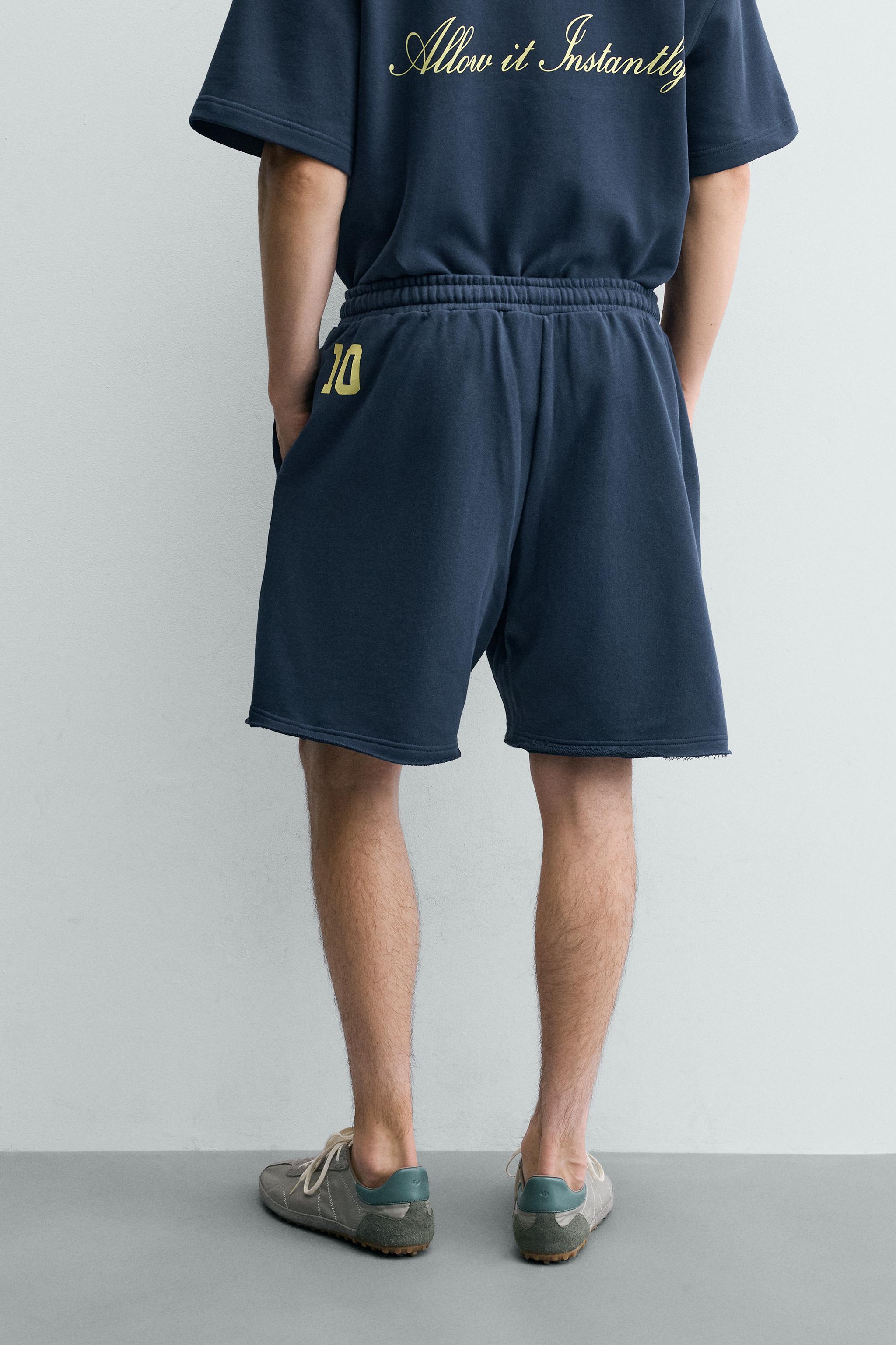 Мужские шорты Zara GRAPHIC PRINT SWEATSHORTS — фото 3