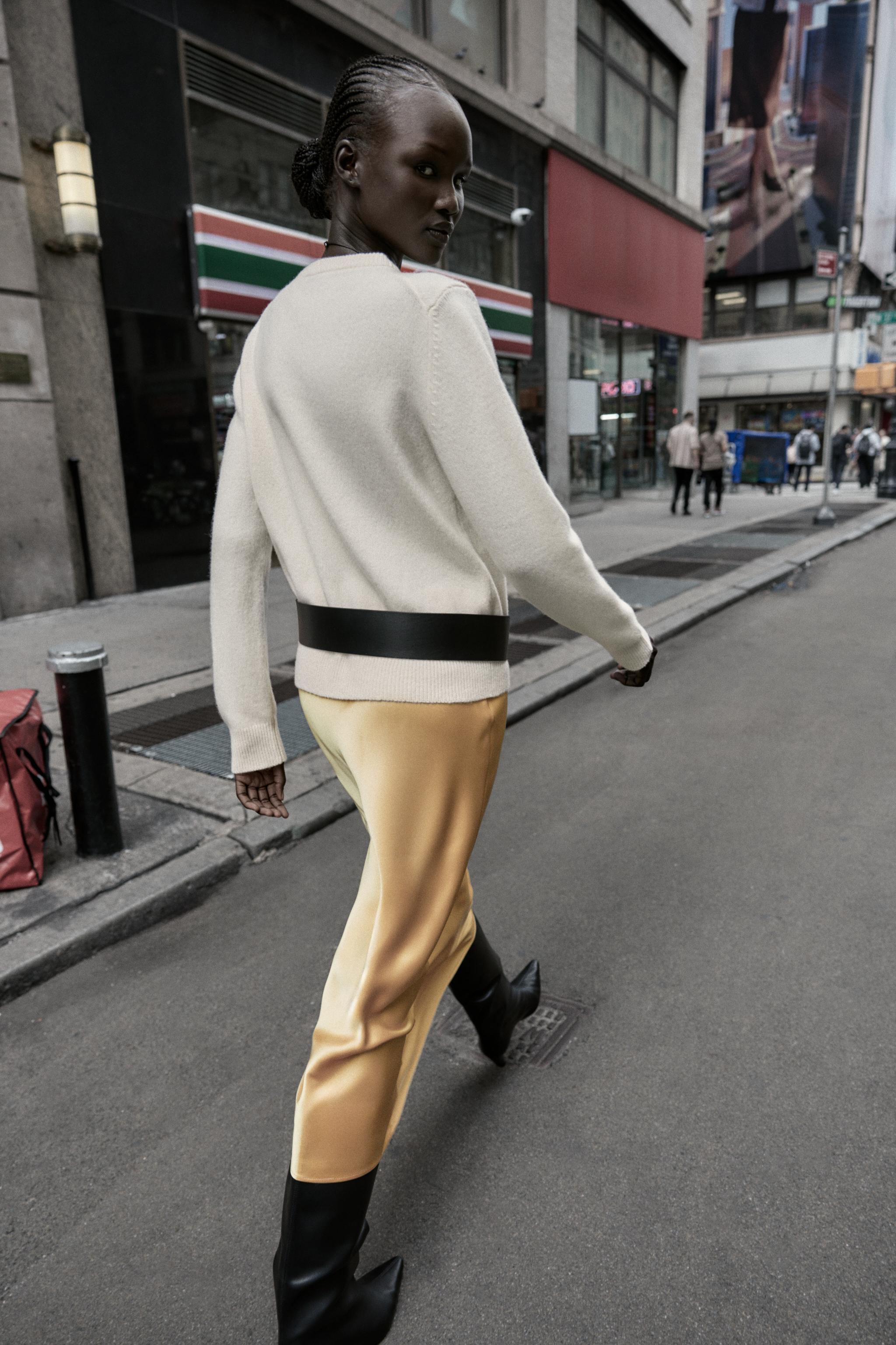 ♡Layered Frilled Satin Skirt - ecru / M♡ SATIN MIDI SKIRT - Ecru