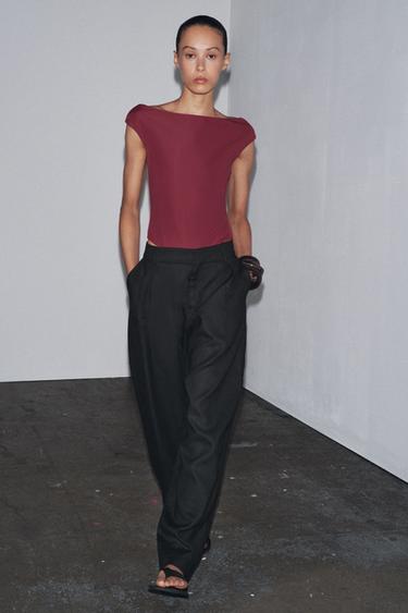 Zara POLYAMIDE BODYSUIT - Burgundy