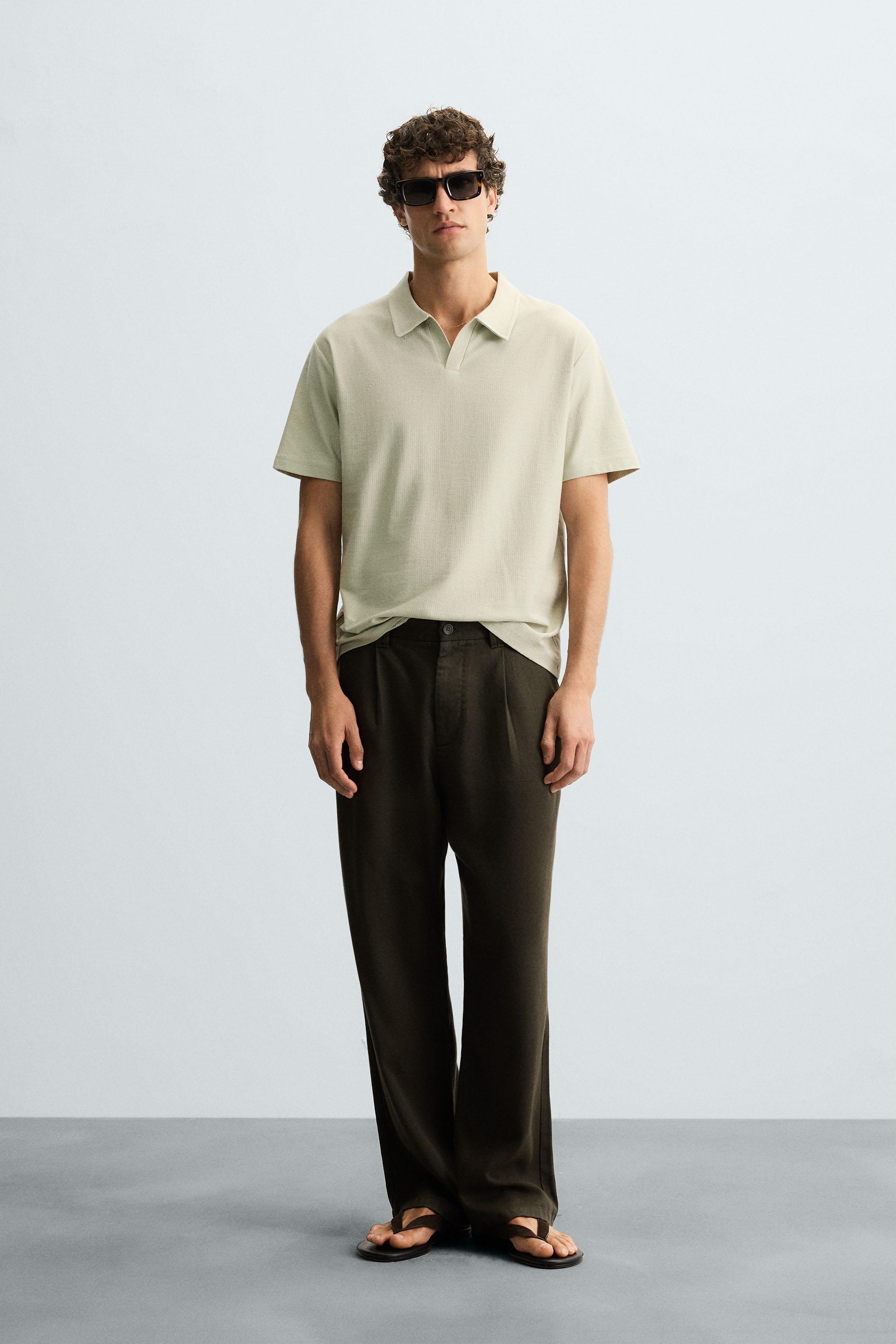 トップス POWER SHOULDER POLO TOPS TEXTURED POLO SHIRT - Oyster-white | ZARA Canada