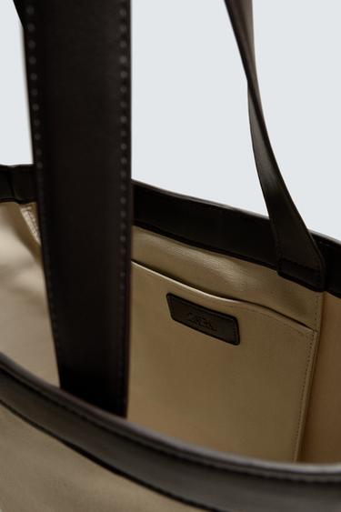 FABRIC TOTE BAG - Beige by Zara - Image 3