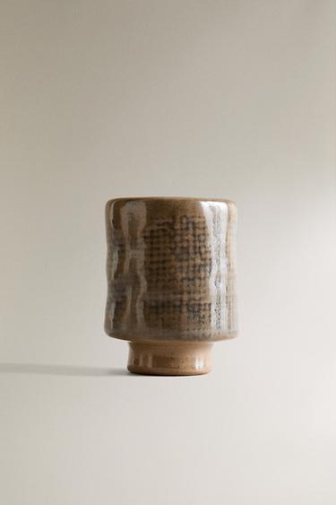 VASO CERÁMICA CUADROS - Marrón de Zara
