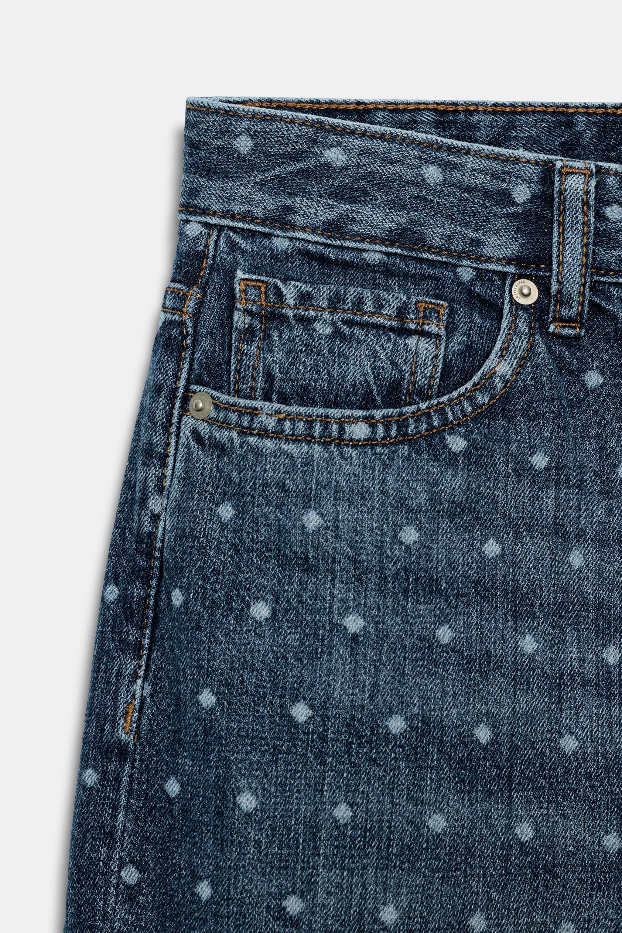 ZW COLLECTION POLKA DOT MID-RISE TAPERED JEANS