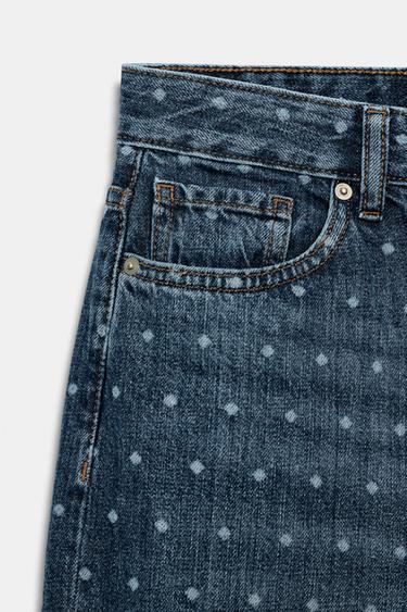 JEAN ZW COLLECTION TAPERED TAILLE NORMALE À POIS - bleu de Zara - Image 7