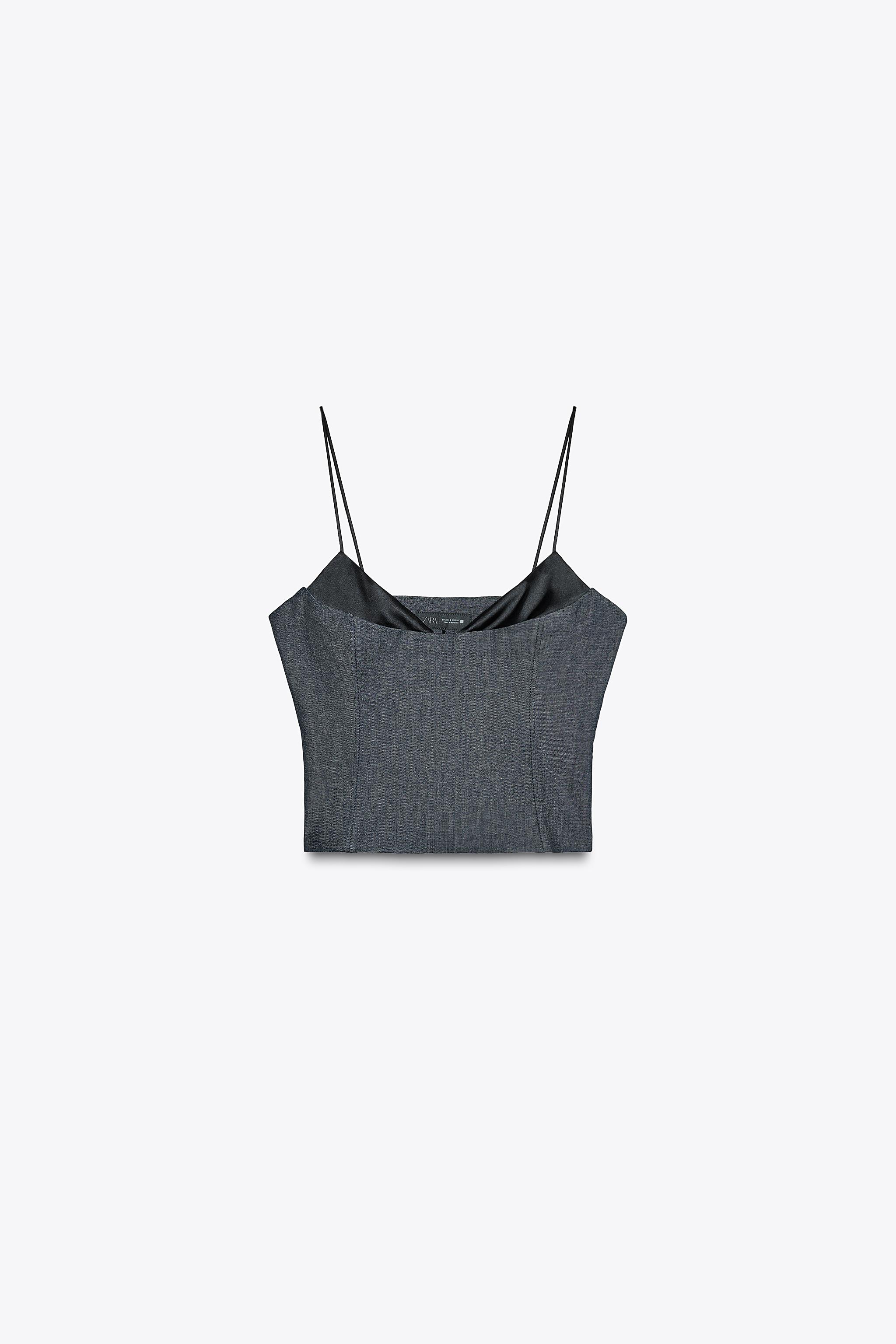 Z1975 COMBINATION STRAP DENIM TOP - Blue | ZARA United States