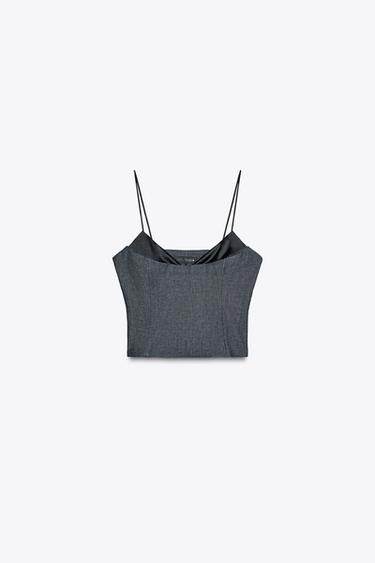 Zara Z1975 COMBINATION STRAP DENIM TOP - Blue - Image 0