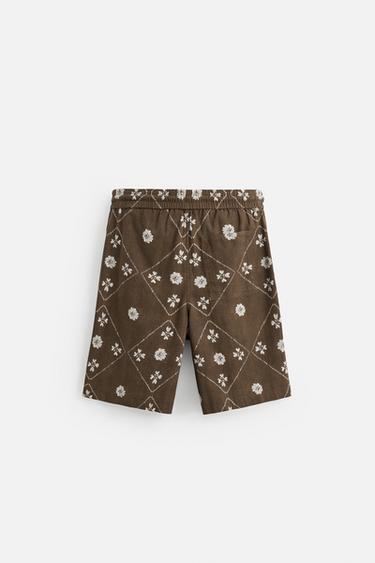 CONTRAST PRINT BERMUDA SHORTS - Dark khaki by Zara - Image 7