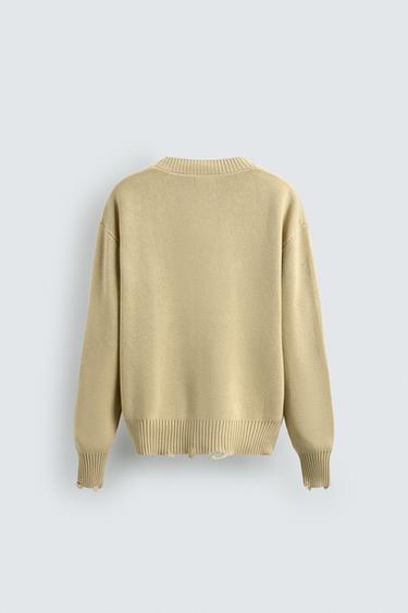 CARDIGAN CÔTELÉ EFFET DÉCHIRURES - Vanille de Zara - Image 9