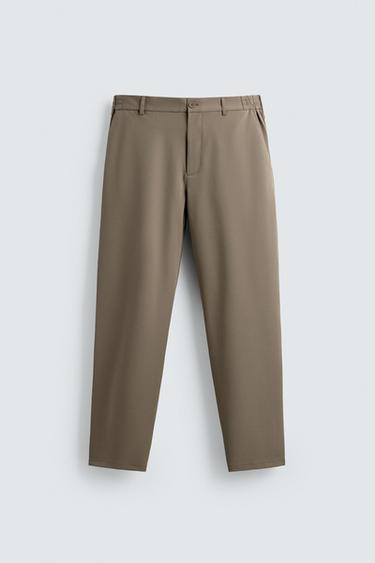 COMFORT TEXTURED TROUSERS - camel by Zara