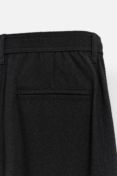TEXTURED PLEATED TROUSERS - Black by Zara - Image 8