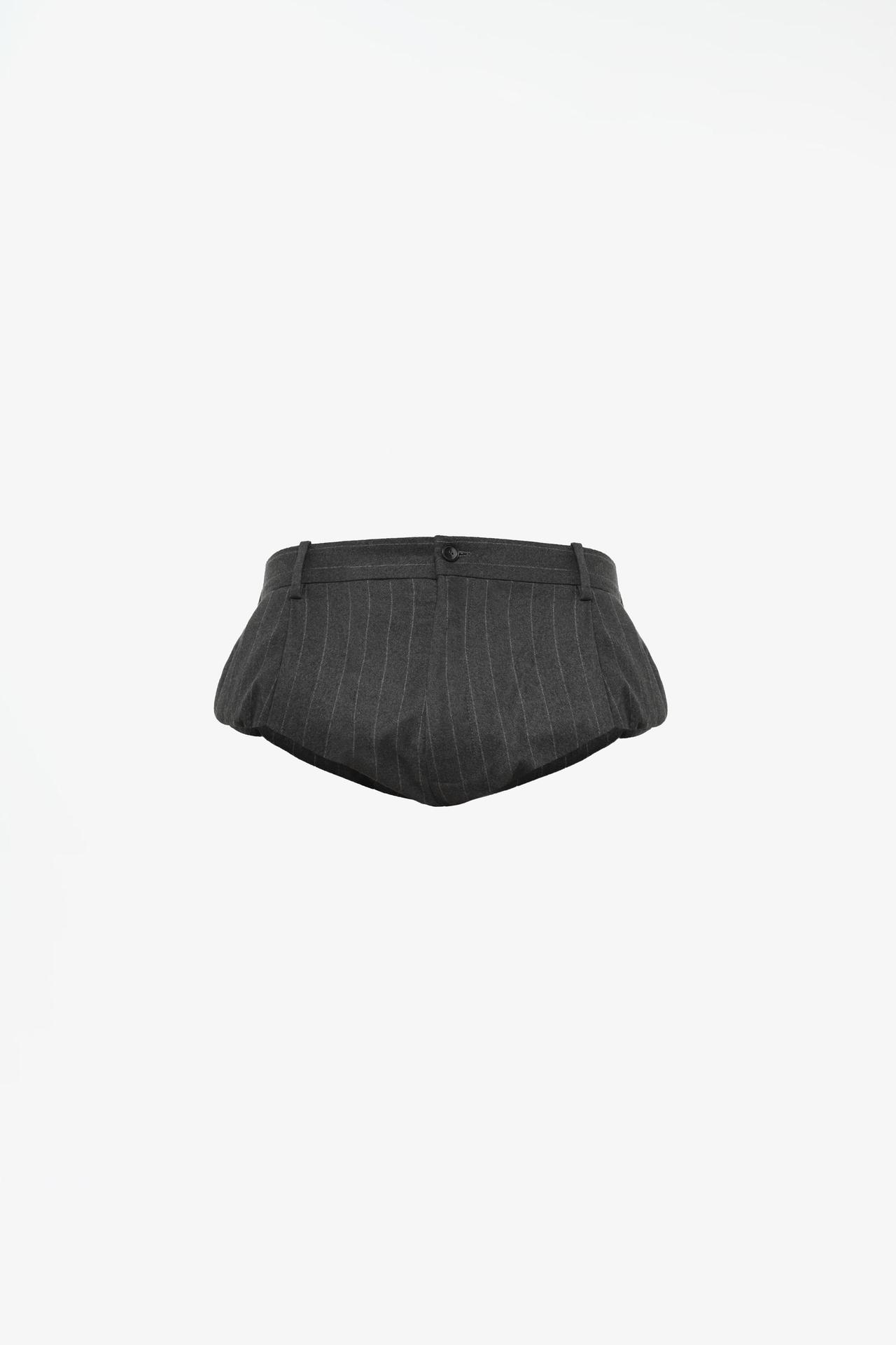 LIMITED EDITION 100% WOOL PINSTRIPE SHORTS — Dark green