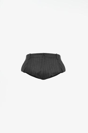 LIMITED EDITION 100% WOOL PINSTRIPE SHORTS — Dark green 1