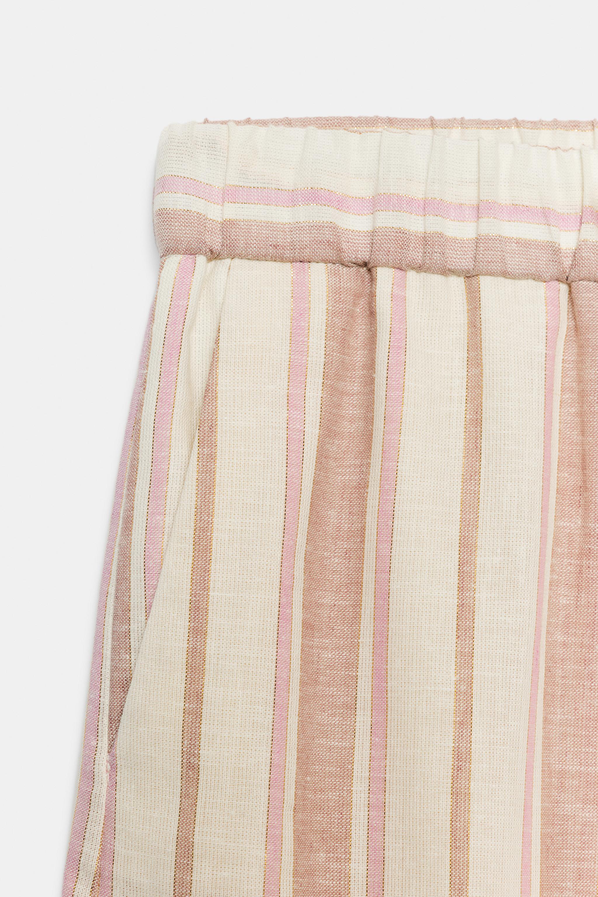 METALLIC STRIPED WIDE LEG PANTS