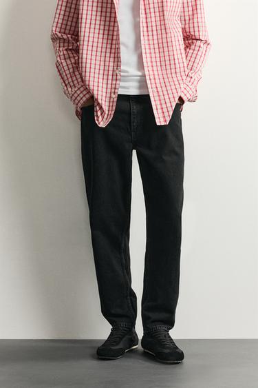 JEANS SLIM CROPPED FIT - Negro de Zara