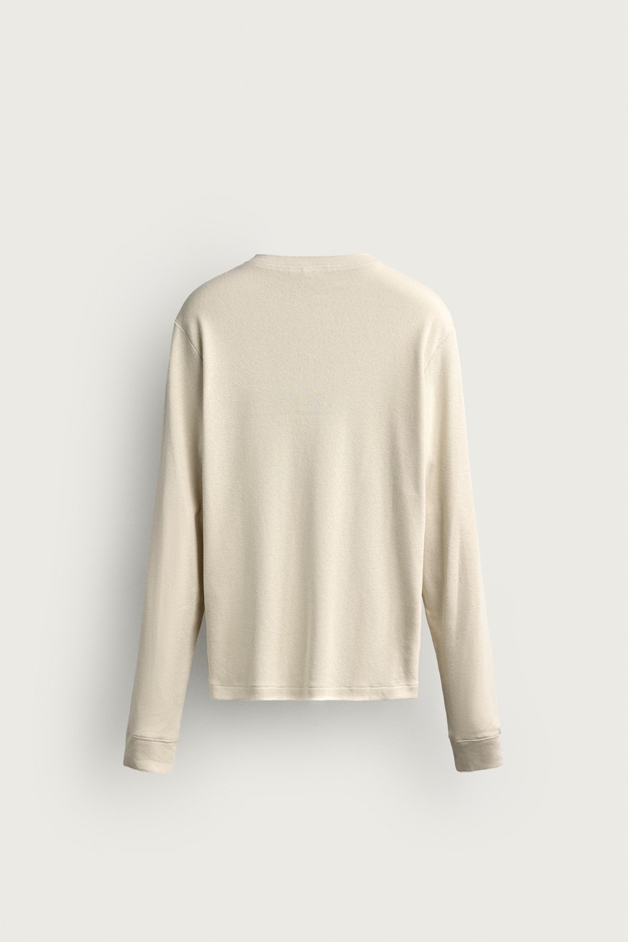 Мужские футболки Zara COTTON-LINEN HENLEY T-SHIRT — фото 7