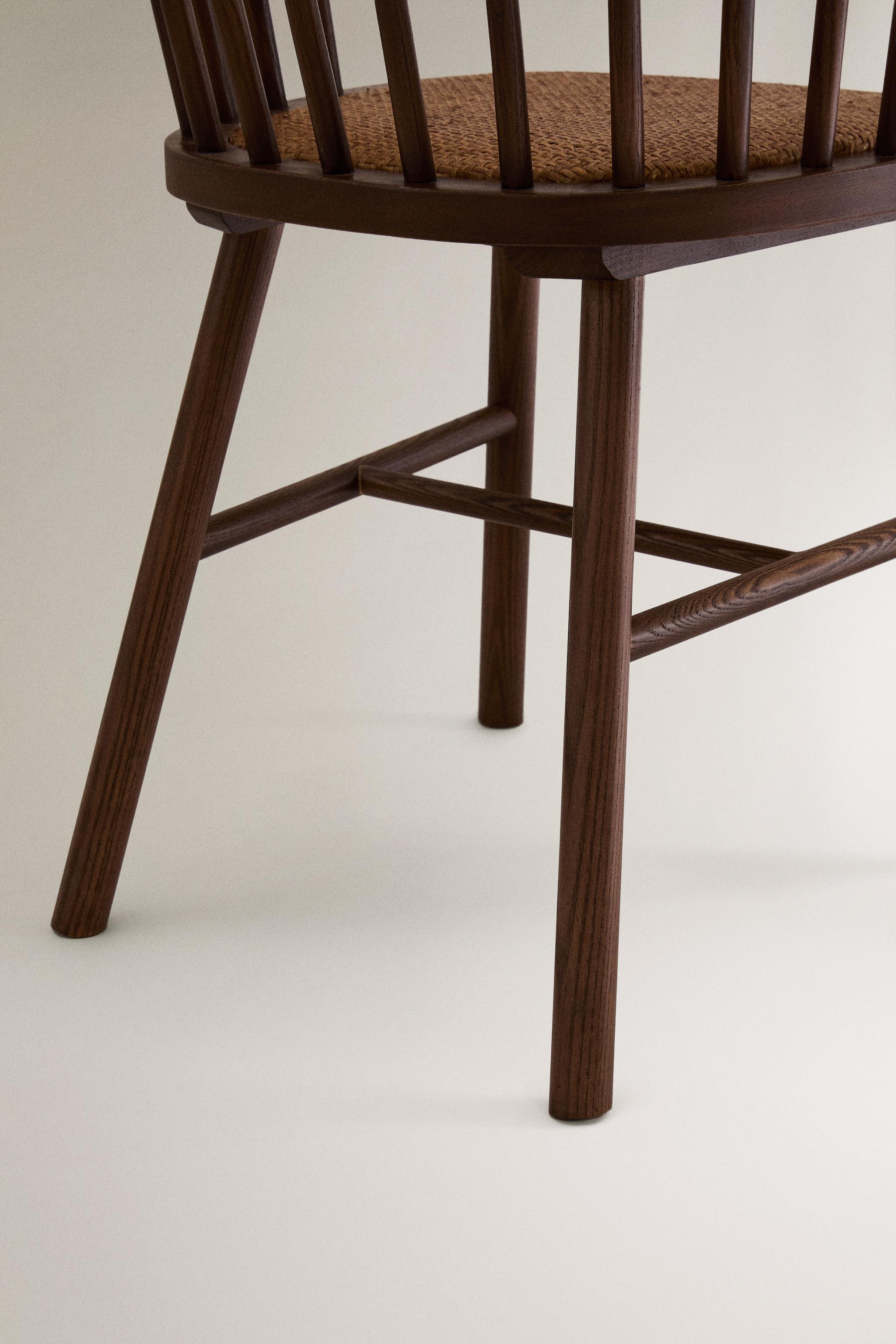 ASH WOOD AND RATTAN CHAIR