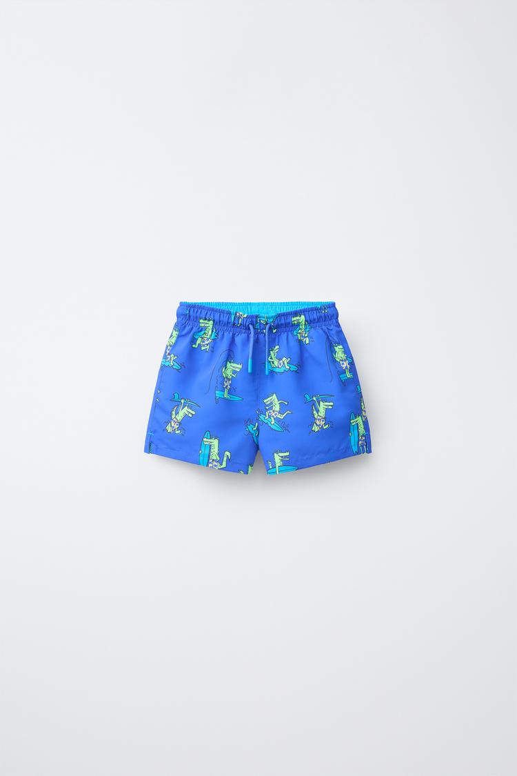 2-6 YEARS/ CROCODILE SWIM SHORTS — Bluish