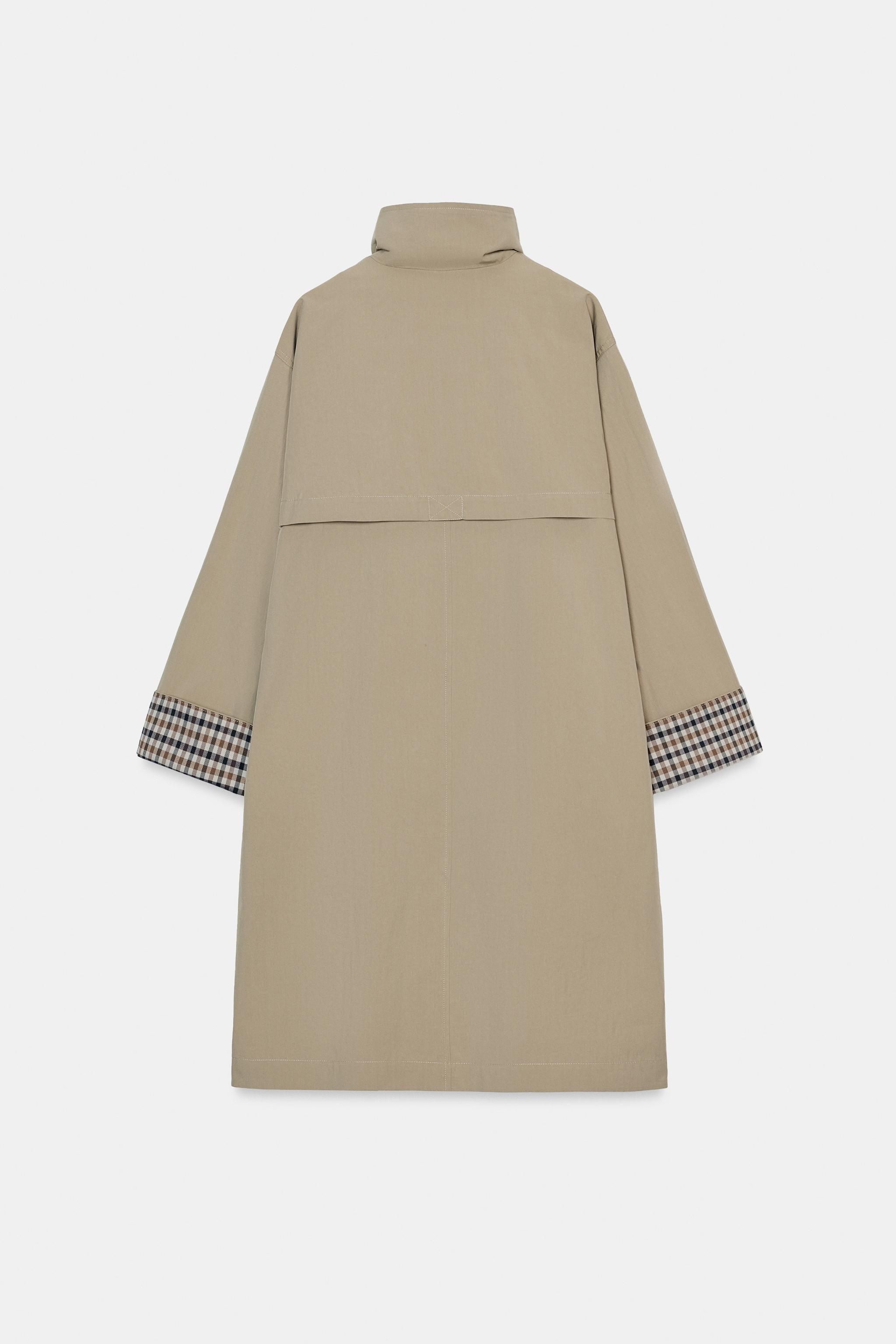 OVERSIZED PLAID CUFF TRENCH COAT