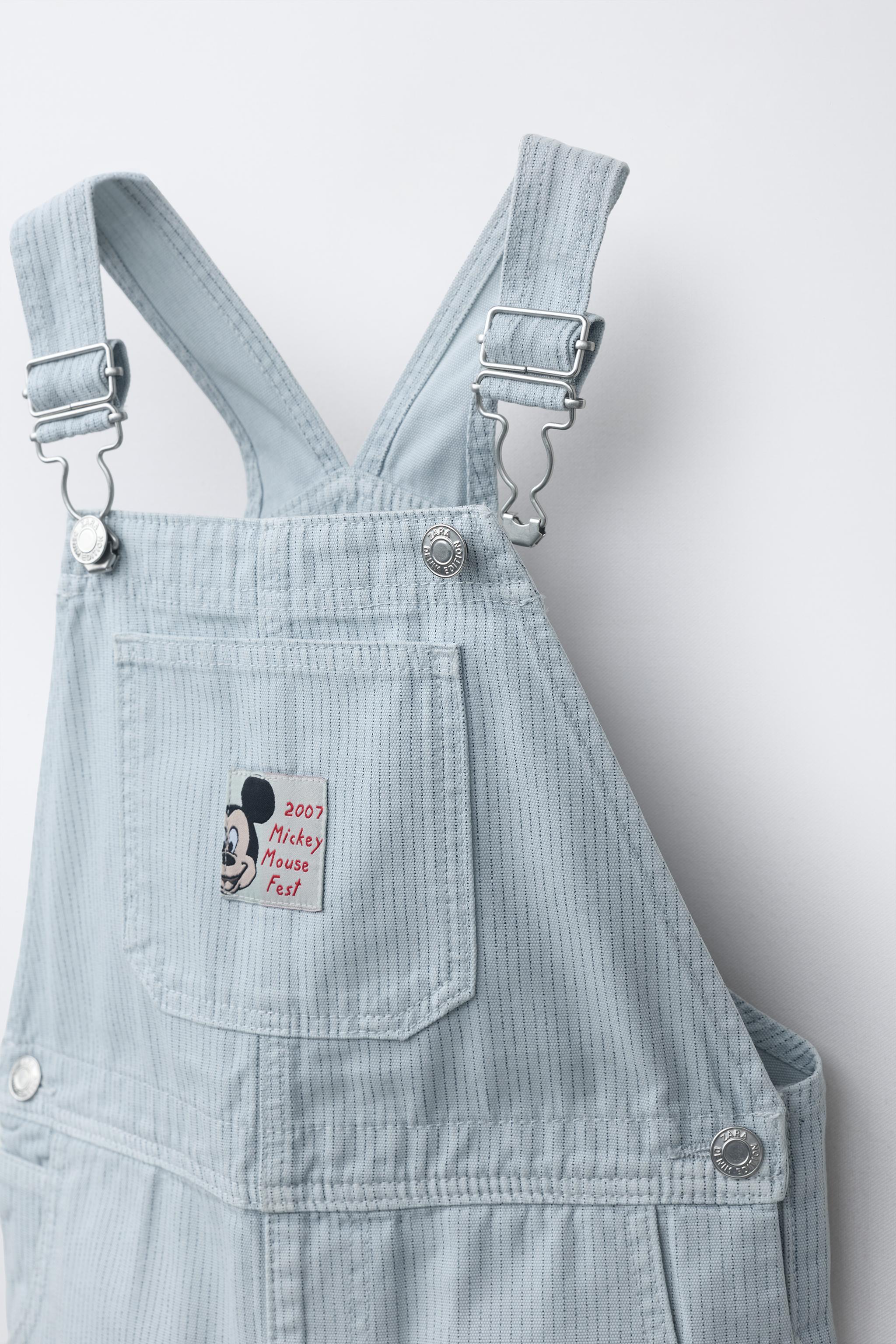MICKEY MOUSE © DISNEY STRIPED CANVAS SHORT OVERALLS
